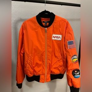 Forever 21 NASA Bomber Jacket - Orange - Size Large - Great Condition